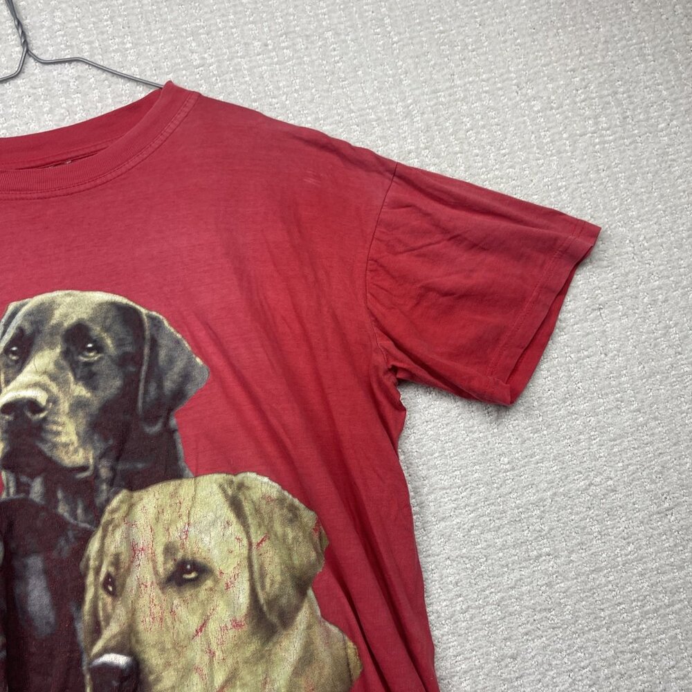 Vintage 90s Labrador Retriever Distressed Graphic Tee Dog Animal Red Men Read - Picture 3 of 16